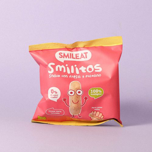 Smilitos snack de fresa y plátano ecológicos SMILEAT 25g