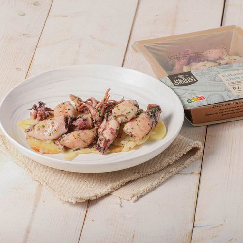 Calamarsets a la planxa amb patata Ametller Origen 240 g