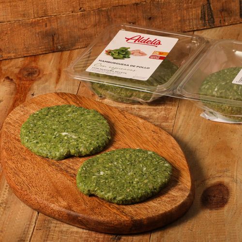 Hamburguesa de pollo con espinacas Aldelis 78g - 4uds