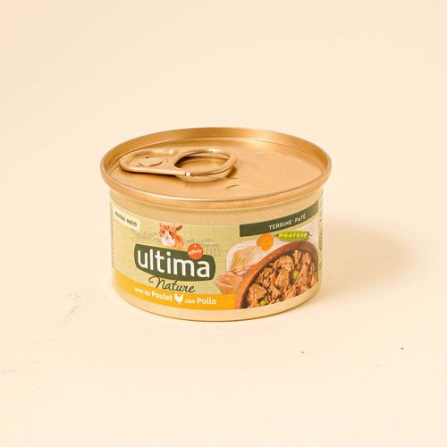 Llauna de paté per a gat amb pollastre Nature Ultima 85g