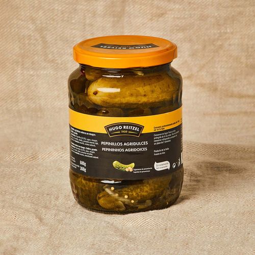 Pepinillos agridulces enteros Hugo Reitzel 360g