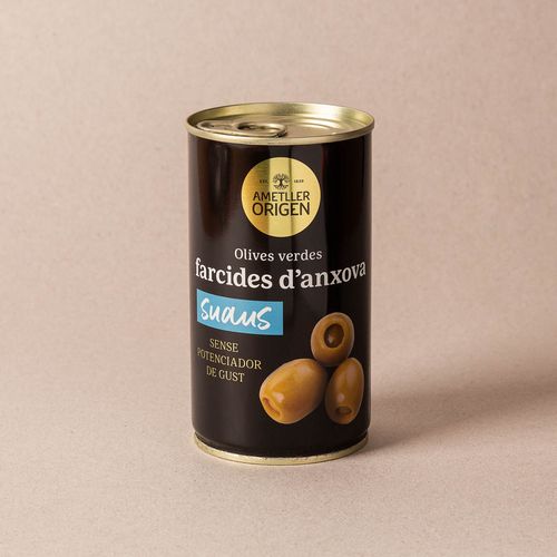 Olives verds farcides d'anxova suau Ametller Origen 150g