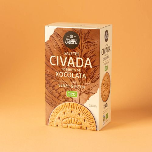 Galletas maria de avena y chocolate bañado sin gluten, ecológica Ametller Origen 240g