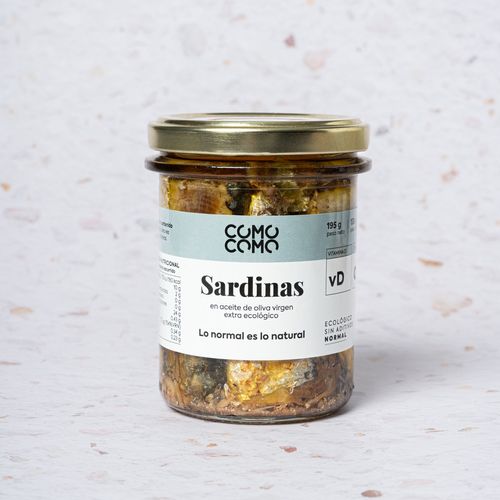 Sardines en oli d'oliva verge extra ecològic Como Como Foods 135g