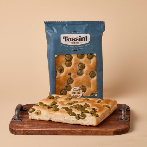 Focaccia genovesa amb olives TOSSINI 200g
