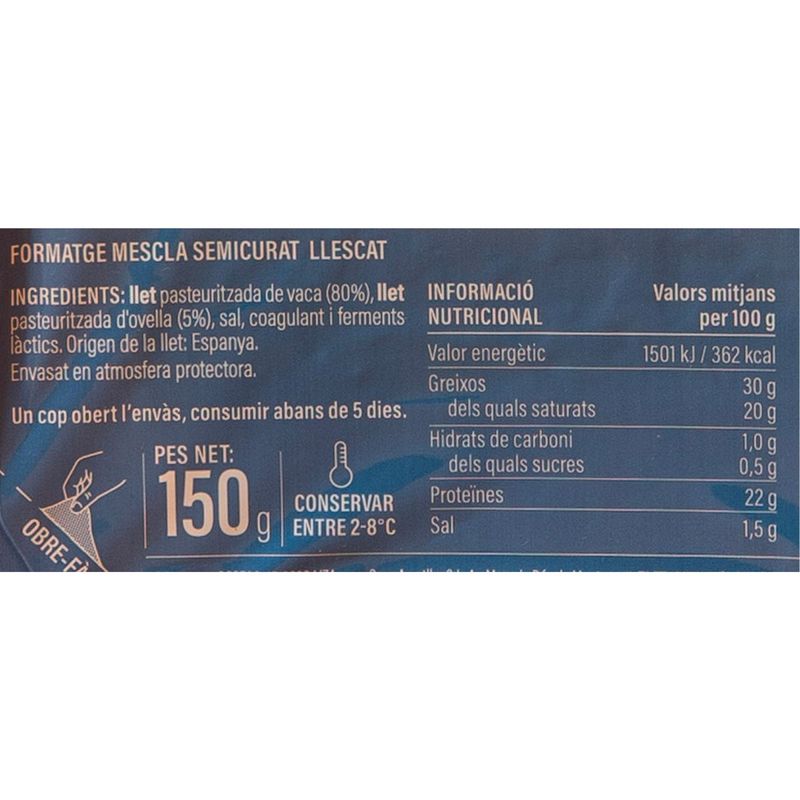 Etiqueta-12011-Formatge-mescla-semi-llescat-Essencials-150g