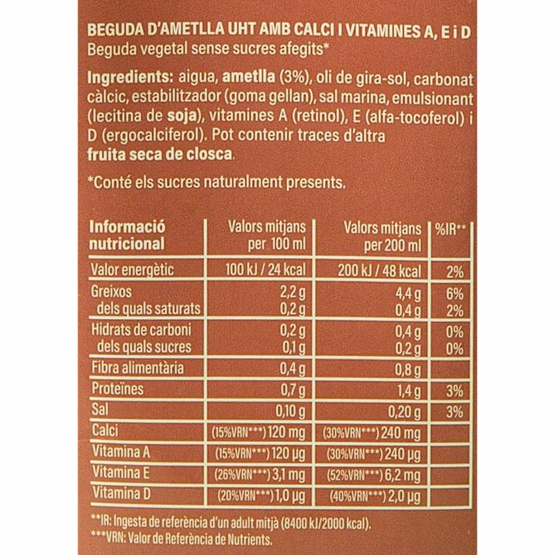 Etiqueta-46206-Beguda-vegetal-ametlla-amb-calci-sense-i-sucre-Ametller-Origen-1l