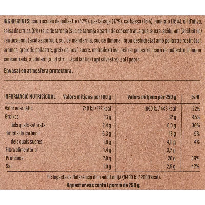 Etiqueta - Contracuixa de pollaste amb citrus