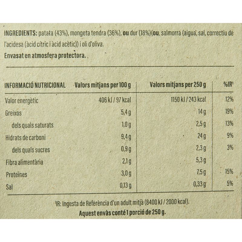 Etiqueta - Mongeta tendra amb potate i ou